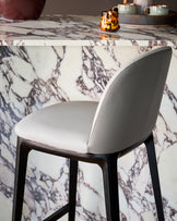 Emerson light and dark grey leather bar stool