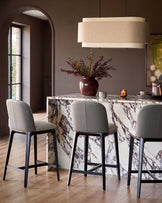 Emerson light and dark grey leather bar stool