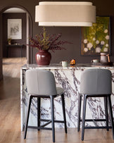 Emerson light and dark grey leather bar stool