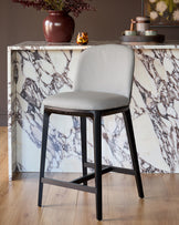 Emerson light and dark grey leather bar stool