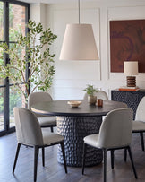 Emerson light and dark grey leather dining chair