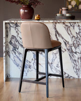 Emerson tan and mocha leather bar stool