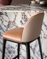 Emerson tan and mocha leather bar stool