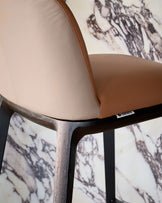 Emerson tan and mocha leather bar stool