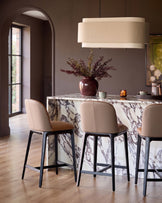 Emerson tan and mocha leather bar stool