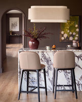 Emerson tan and mocha leather bar stool