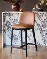 Emerson tan and mocha leather bar stool