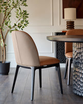 Emerson tan and mocha leather dining chair