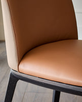 Emerson tan and mocha leather dining chair