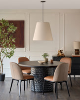 Emerson tan and mocha leather dining chair