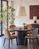 Emerson tan and mocha leather dining chair