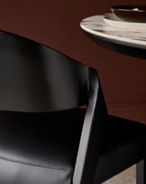 Enzo black leather dining chair