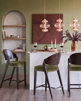 Enzo olive green velvet bar stool