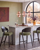 Enzo olive green velvet bar stool