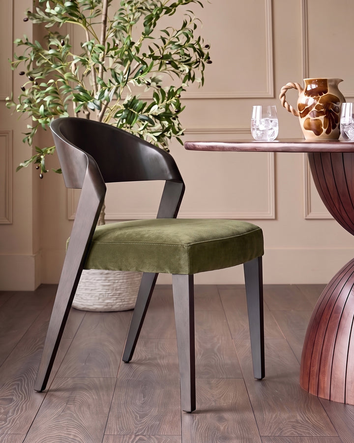 Enzo olive green velvet dining chair - set of 2