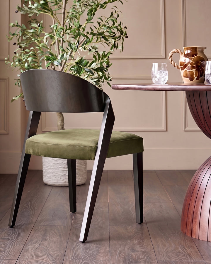 Enzo olive green velvet dining chair - set of 2