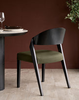 Enzo olive green leather dining chair