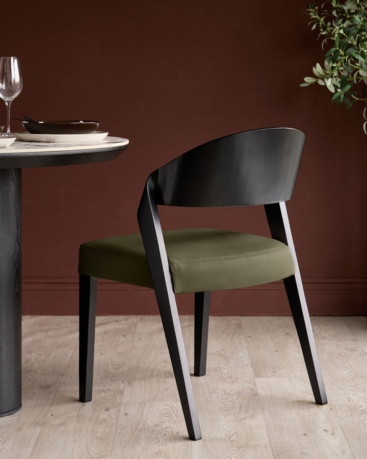Enzo olive green leather dining chair