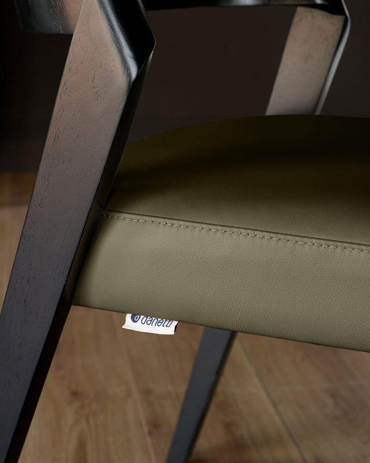 Enzo olive green leather dining chair