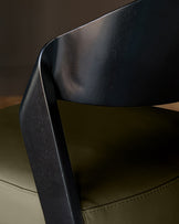 Enzo olive green leather dining chair