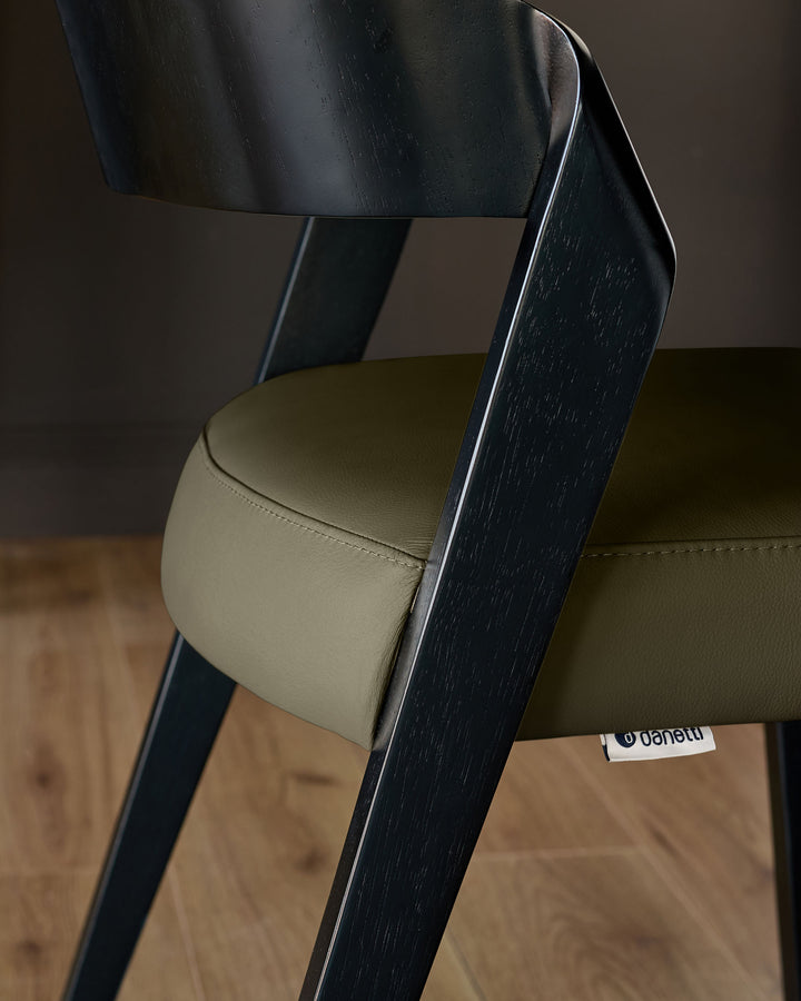 Enzo olive green leather dining chair