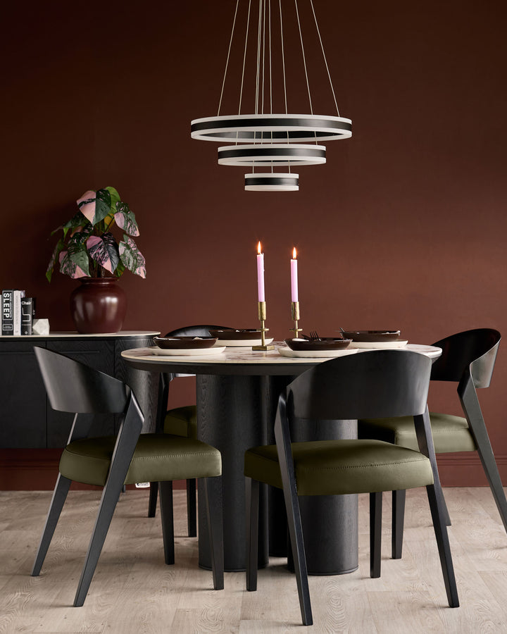 Enzo olive green leather dining chair