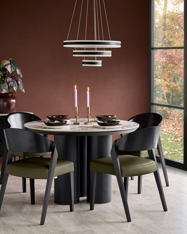 Enzo olive green leather dining chair