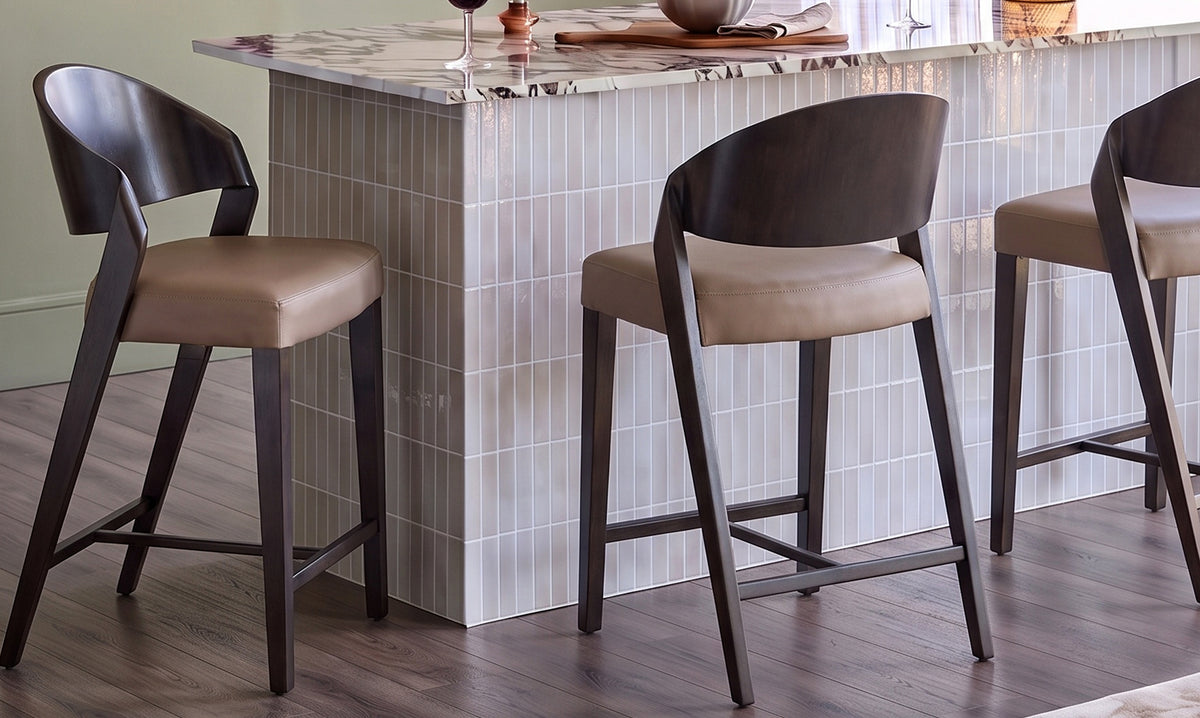 Enzo mocha leather bar stool