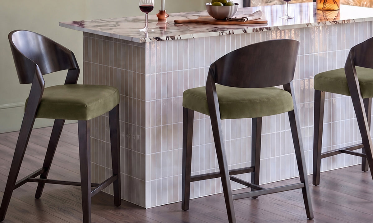 Enzo olive green velvet bar stool