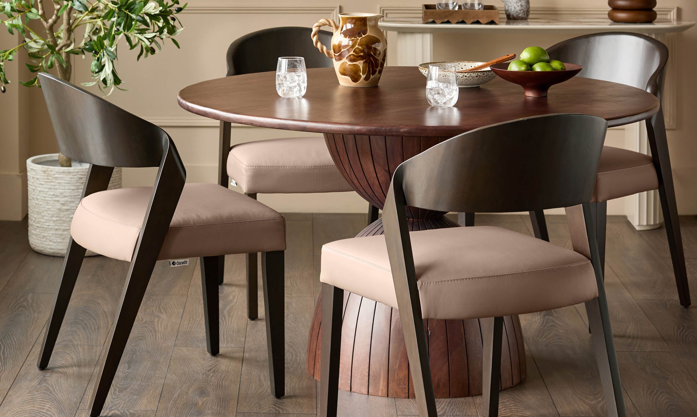 Enzo mocha leather dining chair