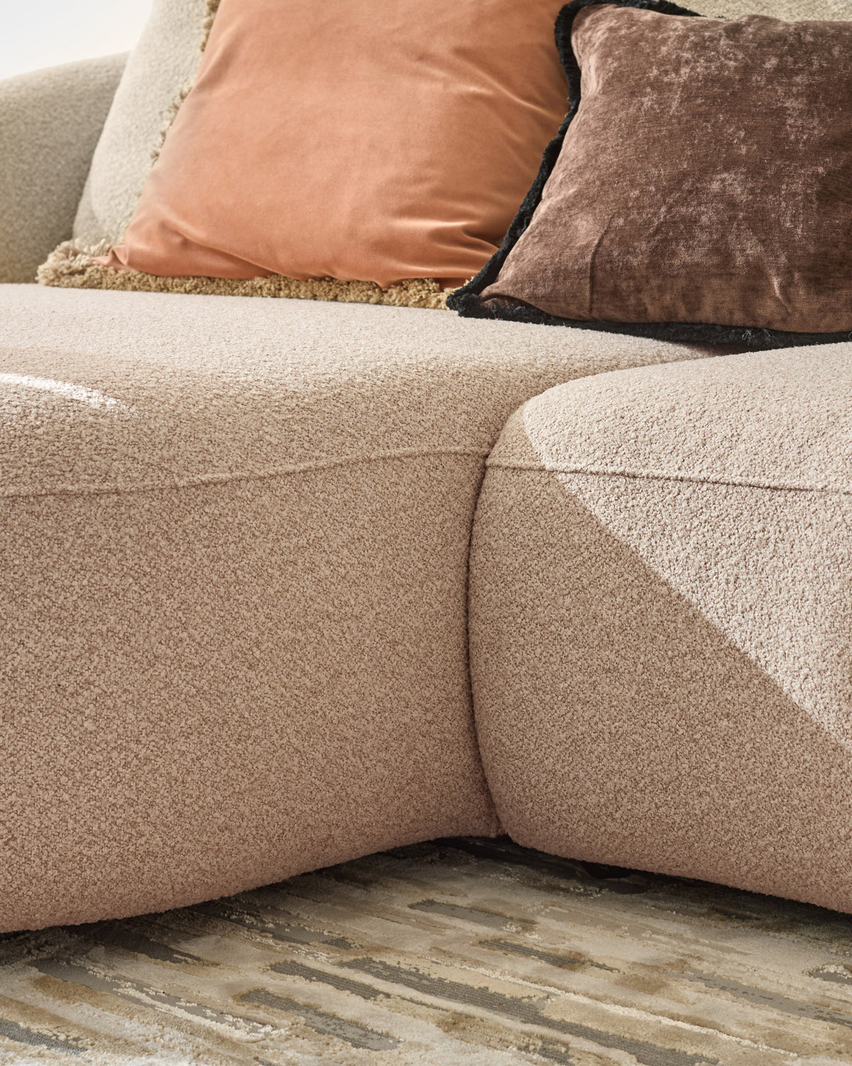 Eris natural fabric right hand corner chaise sofa