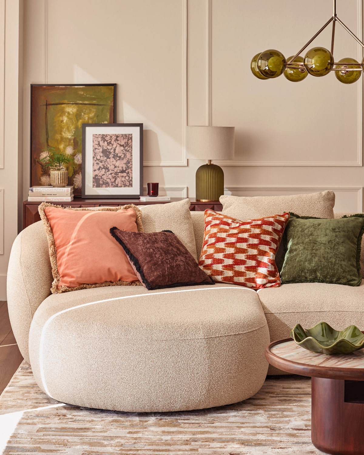 Eris natural fabric left hand corner chaise sofa