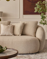 Eris natural fabric left hand corner chaise sofa