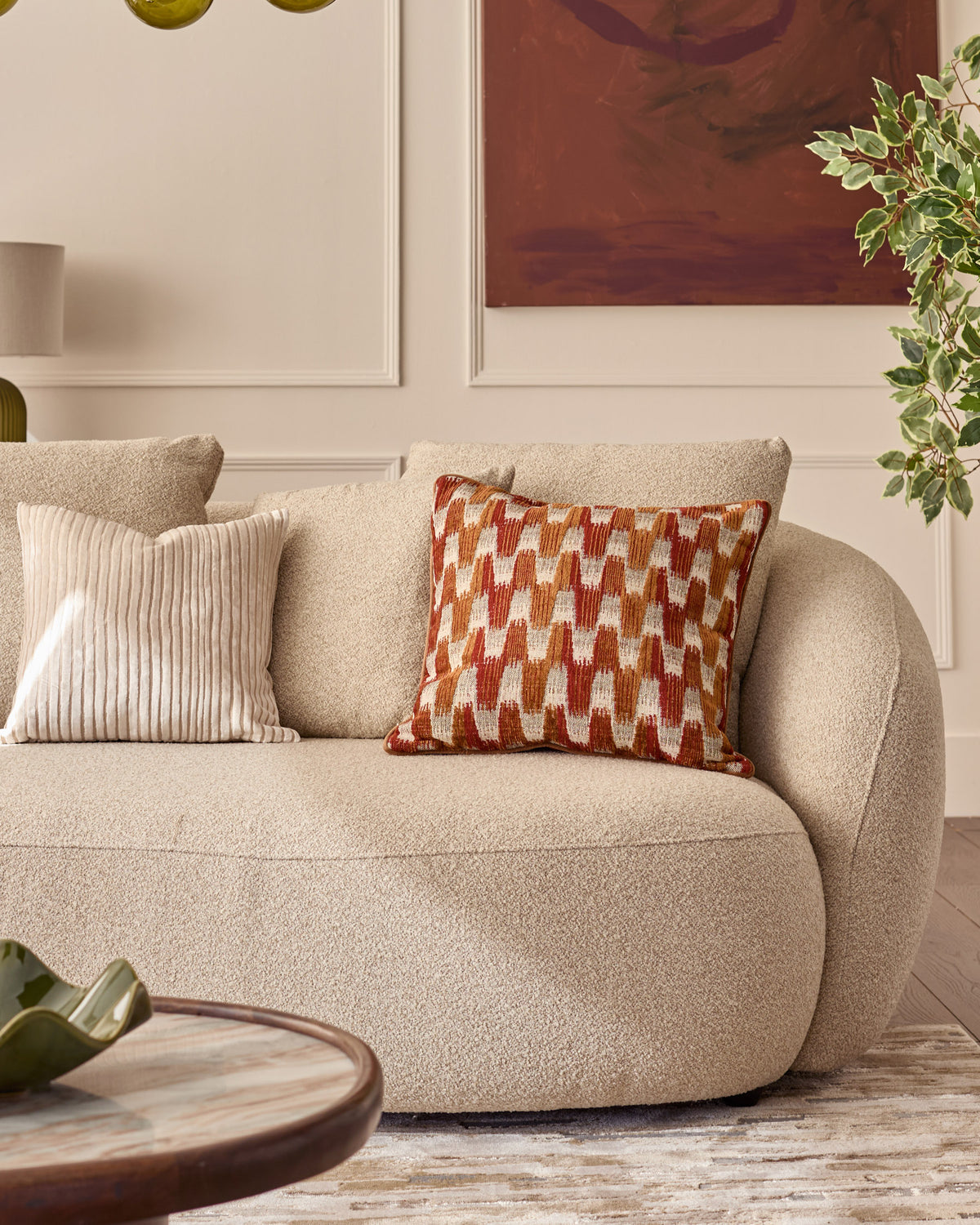 Eris natural fabric left hand corner chaise sofa