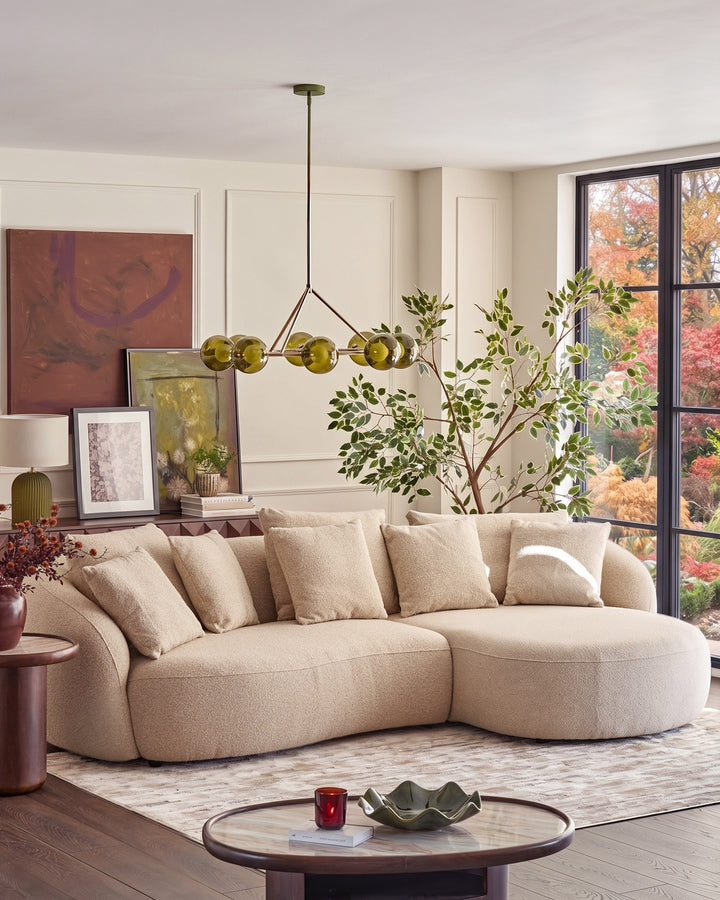 Eris natural fabric right hand corner chaise sofa