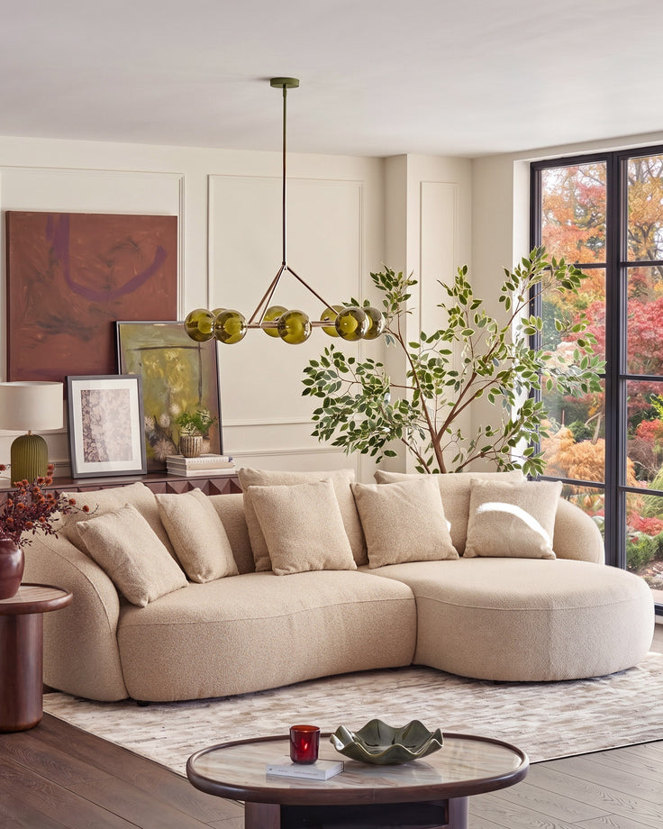 Eris natural fabric right hand corner chaise sofa