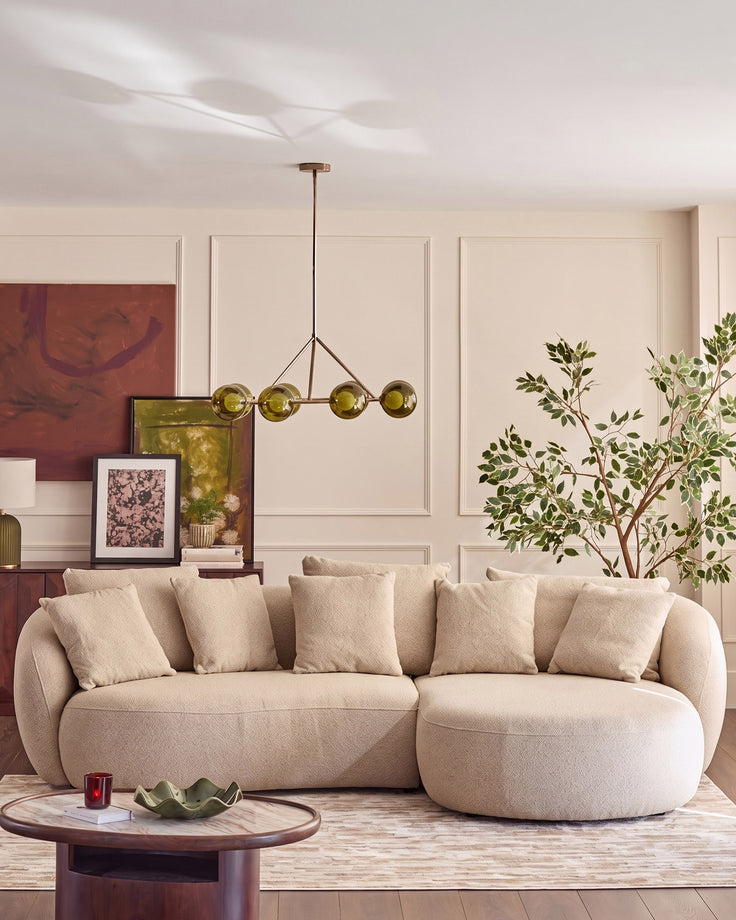Eris natural fabric right hand corner chaise sofa