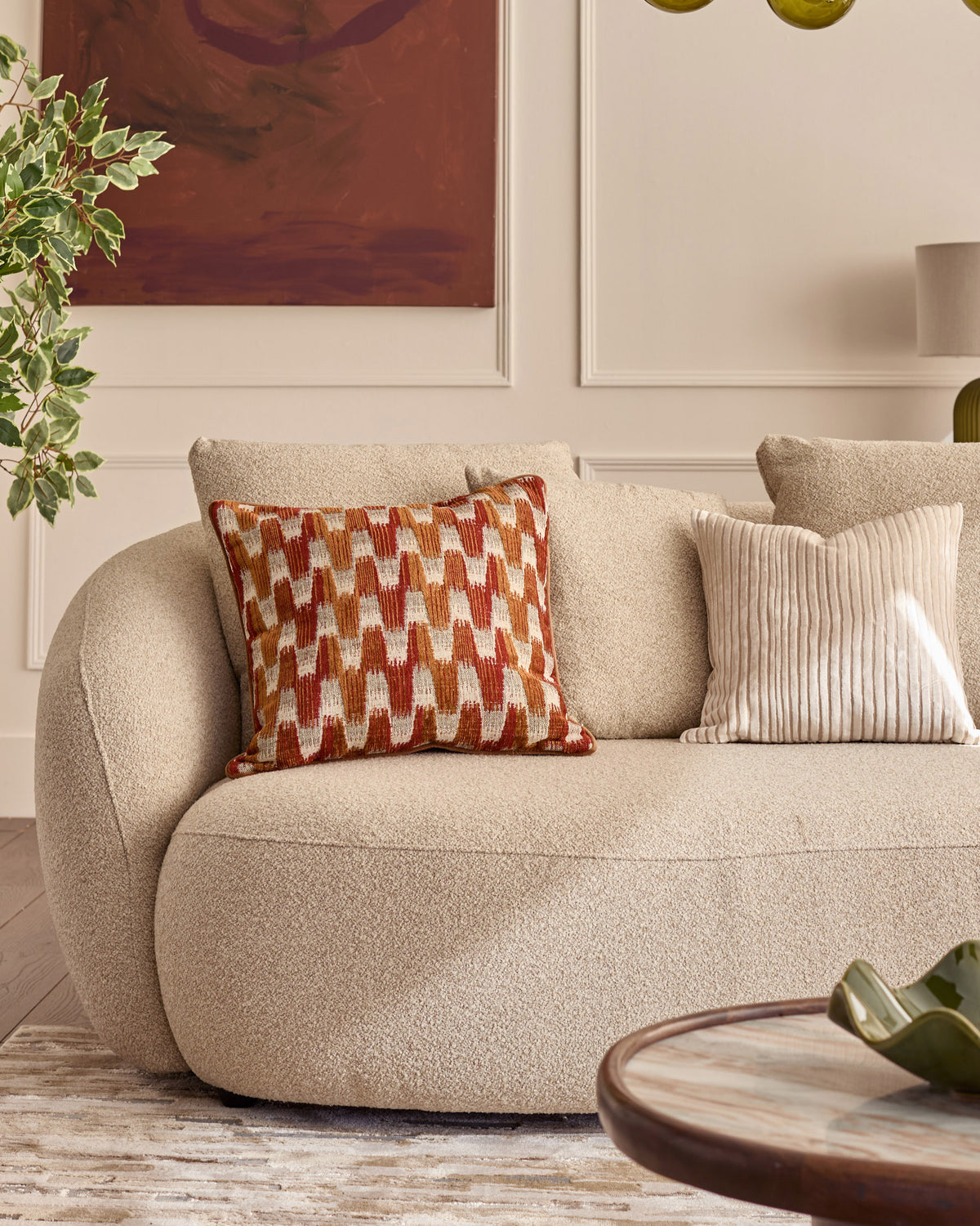Eris natural fabric right hand corner chaise sofa
