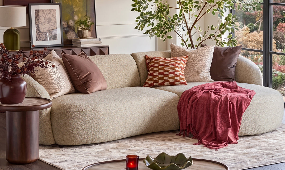 Eris natural fabric right hand corner chaise sofa