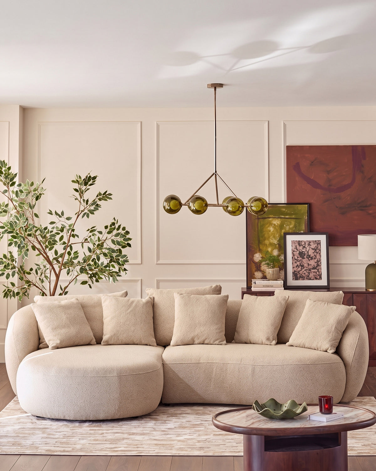 Eris natural fabric left hand corner chaise sofa