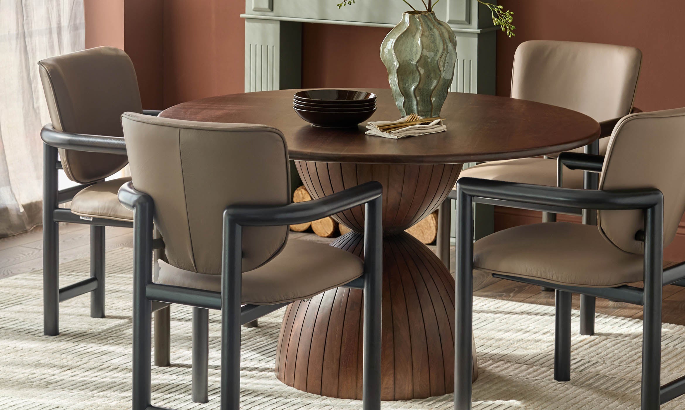 Esme mocha leather dining chair