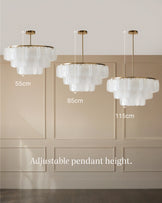 Estelle white glass brushed bronze chandelier light