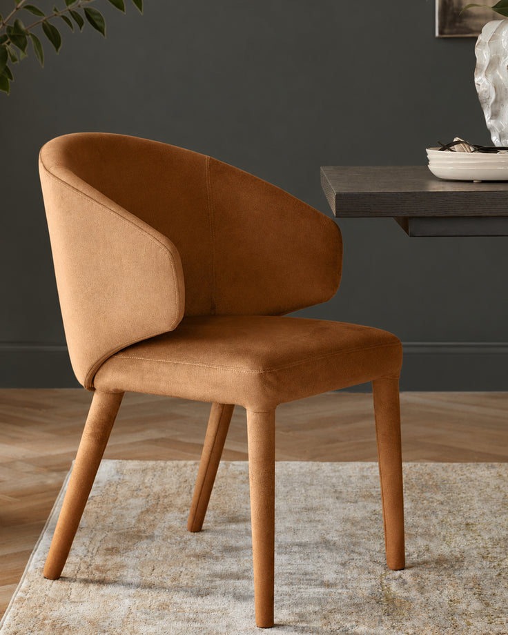 Ethan caramel plush fabric dining chair