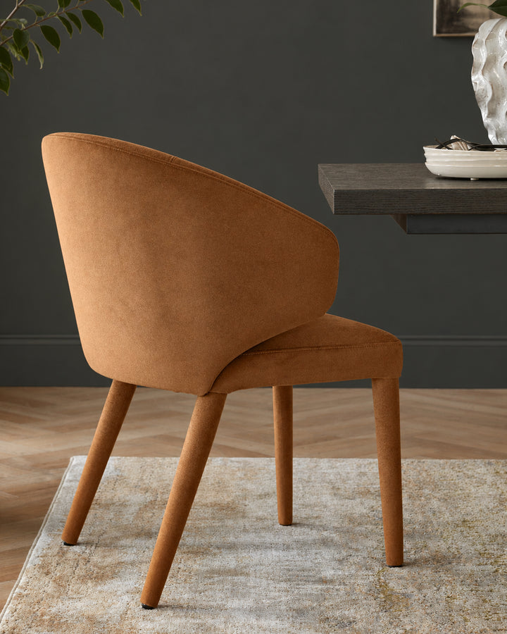 Ethan caramel plush fabric dining chair