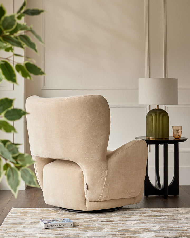Evelyn champagne chenille occasional chair
