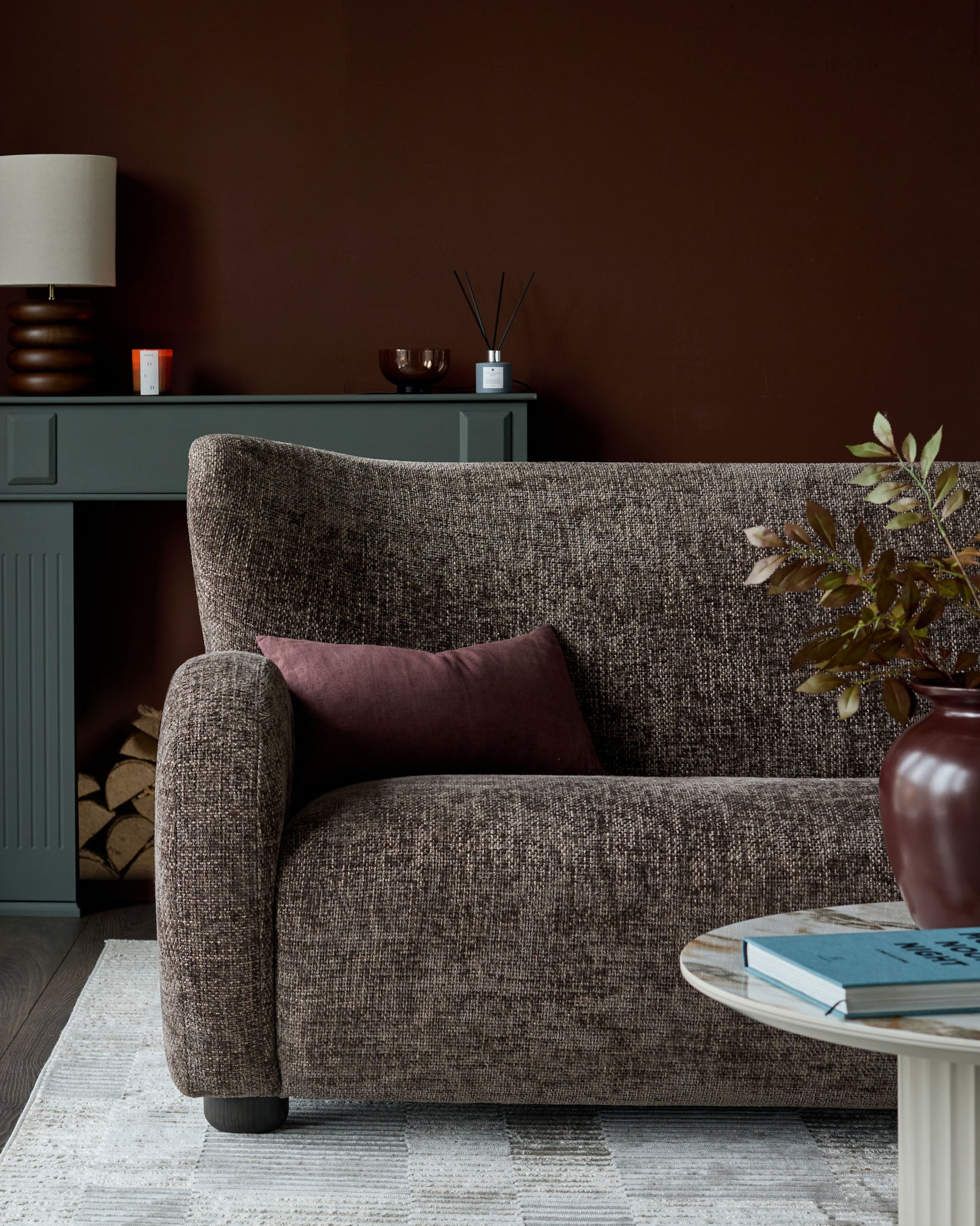 Evelyn mocha chunky weave 3 seater sofa – Danetti