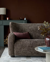 Evelyn mocha fabric 3 seater sofa
