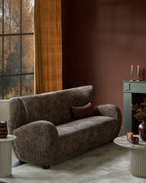 Evelyn mocha fabric 3 seater sofa