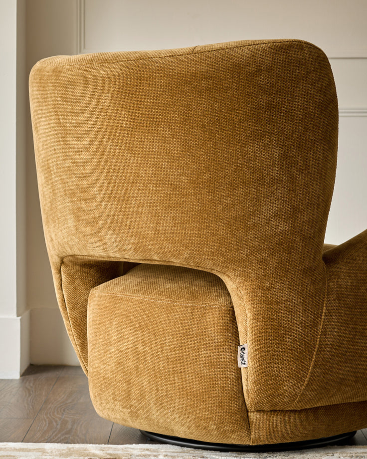 Evelyn ochre chenille occasional chair