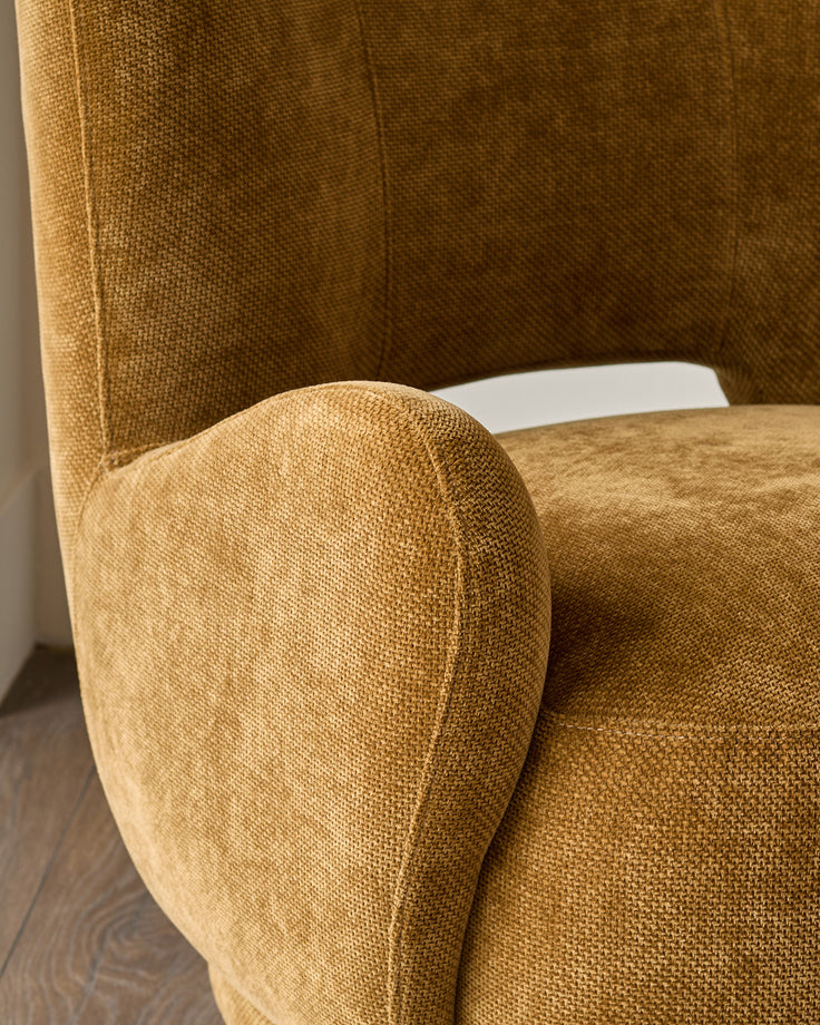 Evelyn ochre chenille occasional chair